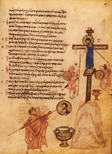 Chludovský žaltár, iluminácia zobrazujúca Jána, ktorý ničí ikonu