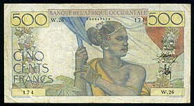 Billet de 500 Francs d'Afrique de l'Ouest française de 1946