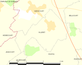 Mapa obce Villeret