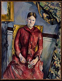 Madame Cézanne mewn Ffrog Goch (1888-90), Yr Amgueddfa Gelf Fetropolitan, Efrog Newydd