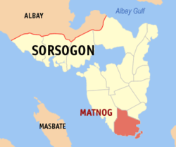 Mapa de Sorsogon con Matnog resaltado