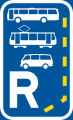 Start of a reserved lane for buses, trams and mini-buses