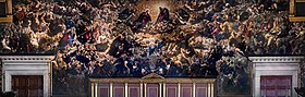 Jacopo und Domenico Tintoretto, Palma il Giovane u. a.:[25][38] Das Paradies (Ausschnitt), 1588–1594, Dogenpalast, Venedig