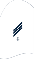 Dienstgradabzeichen eines Hauptgefreiten (30-er Verwendungsreihe) auf dem Oberärmel des weißen Hemdes für Marineuniformträger