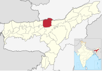 मानचित्र जिसमें शोणितपुर ज़िला শোণিতপুৰ জিলা Sonitpur district हाइलाइटेड है