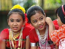 Tripuri children preparing for a dance performance