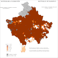 Shpërndarja e shqiptarëve në Kosovë 2011 sipas vendbanimeve.