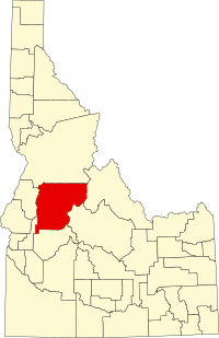 Map of Ajdaho highlighting Valley County