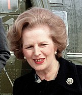 Margaret Thatcher near helicopter
