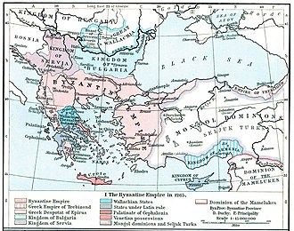 Map showing the Byzantine Empire and its neighbors.
