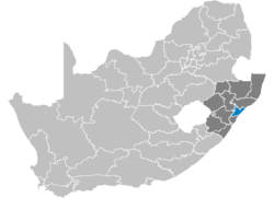 Karte de Sud Afrika montra Ilembe in Kwazulu-Natal