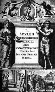 John Pricen toimittaman Apuleiuksen Kultaisen aasin latinankielisen laitoksen kansilehti vuodelta 1650.