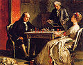 Image 36Edward Harrison May, 1867, Lady Howe mating Benjamin Franklin (from Chess in the arts)