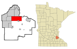 Location of the city of Rosemount within Dakota County, Minnesota