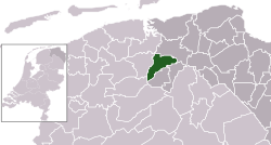 Highlighted position of Grootegast in a municipal map of Groningen