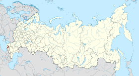 Localização da República da Adiguésia na Rússia.