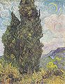 『二本の糸杉』1889年6月、サン＝レミ。油彩、キャンバス、93.4 × 74 cm。メトロポリタン美術館[233]F 613, JH 1746。
