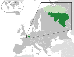 Locatie van het Waals Gewest binnen België en Europa