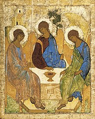 Pyhä kolminaisuus, ikonimaalari Andrei Rubljov, 1422.