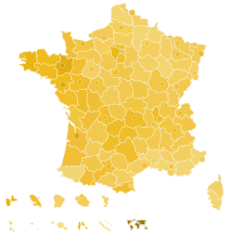 Support for Macron by department and major city