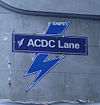 The street sign for ACDC Lane, named in the band's honour.