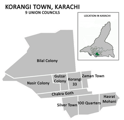 Korangi Town was divided into 9 Union Councils