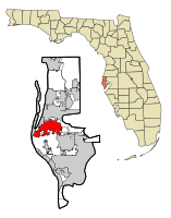 Location in Pinellas County and the state of فلوریڈا