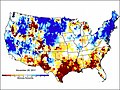 Image 17National map of groundwater and soil moisture in the United States. It shows the very low soil moisture associated with the 2011 fire season in Texas. (from Wildfire)