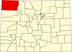 Map of Colorado highlighting Moffat County
