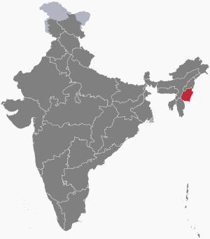 The map of India showing Manipur