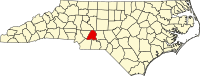 Map of Severna Karolina highlighting Stanly County