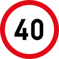Speed limit of 40 km/h