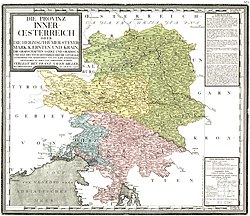Carinthia (yellow) within Inner Austria, c. 1790
