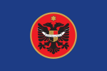 Vlag van Dardania wat gebruik is as vlag van Kosovo en presidensiële vlag onder UNMIK, ontwerp deur Ibrahim Rugova.