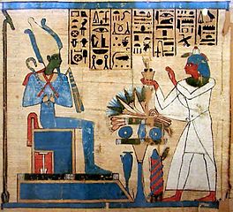 Osiride assiso in trono. Libro dei morti di Padiamonet (XXII dinastia egizia).