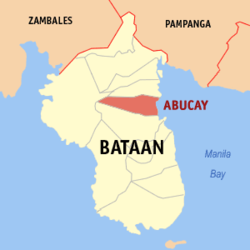Mapa ng Bataan na nagpapakita sa lokasyon ng Abucay.