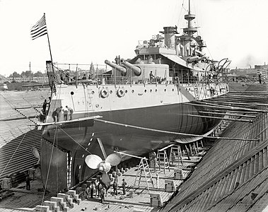 USS Oregon in dry dock, September 1898