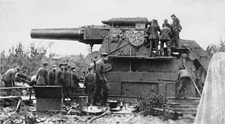 German 420 mm Gamma Mörser with crew, Belgium, 1914