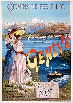1895 PLM poster by Hugo d'Alesi for the promotion of the Geneva region