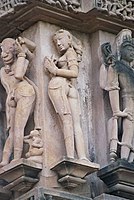Depictions of Apsaras from the Khajuraho temple complex