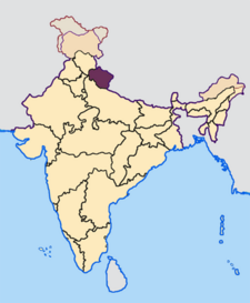 Map of India with the location of ఉత్తరాఖండ్ highlighted.