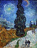 Weg met cipres en ster, Van Gogh