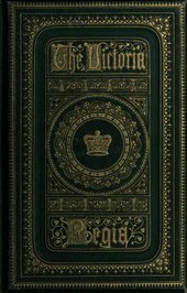 Book cover showing a large, deep blue volume. The words "Victoria Regia" are prominent in the center, in a large, heavy, old-fashioned font, with gold embossed lettering. The title is surrounded by gold-embossed scrolls.
