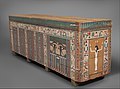 Image 74Coffin of Khnumnakht in 12th dynasty style, with palace facade, columns of inscriptions, and two Wedjat eyes (from Ancient Egypt)