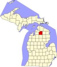 Округ Отсеґо на мапі штату Мічиган highlighting