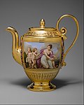 美国纽约的早餐茶壶，1813年，黄金和工业瓷制作，现藏于纽约大都会艺术博物馆