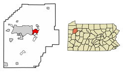Location of Oil City in Venango County, Pennsylvania.