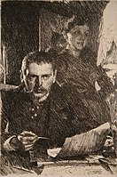Zorn och hans hustru (1890) 31,7x21,1 cm. ZG 42