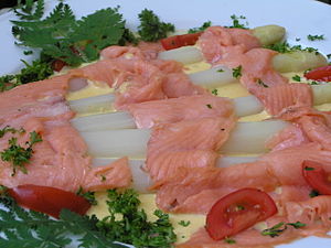 The meat of the salmon is also colored pink by the natural carotenoid pigment called astaxanthin.
