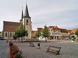 Market square with the Church of Saint Kilian